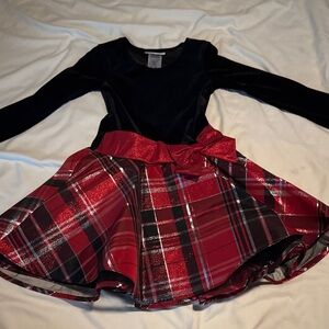 Bonnie Jean Velvet Black and Red Plaid Dress